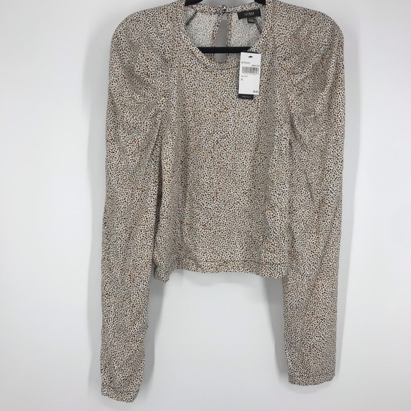 NWT AFRM puff sleeve leopard print crop top xl - Picture 2 of 12